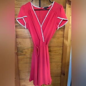 Smak Parlour Red Dress with Polka Dot Trim